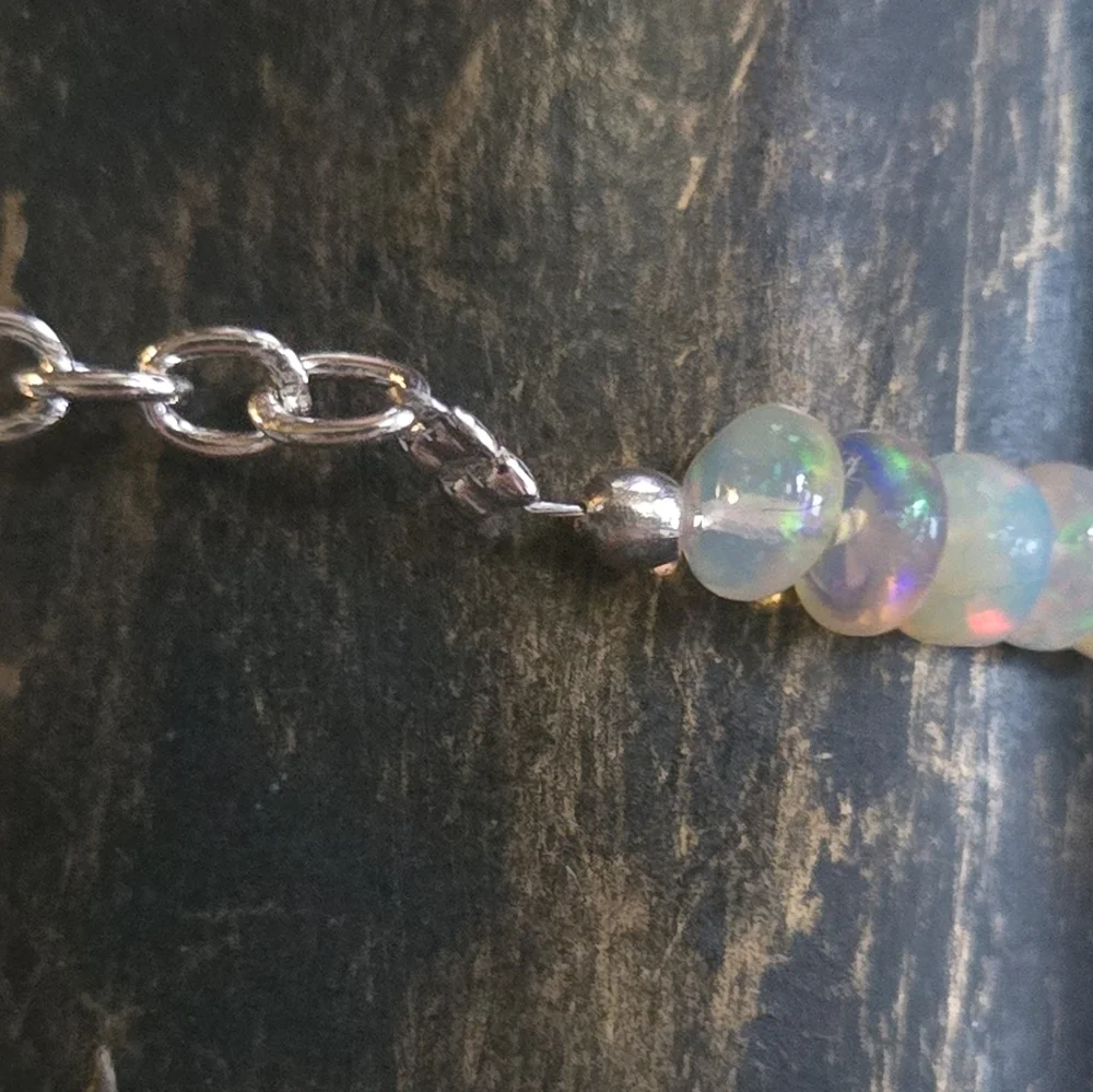 Fire Opal Natural 1-2k ×35 & sterling Rhondel Bracelet Sz8.5" Adjustable - Picture 5 of 8